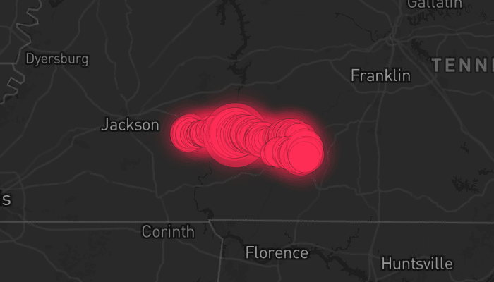 Storm map for 3 areas across Tennessee