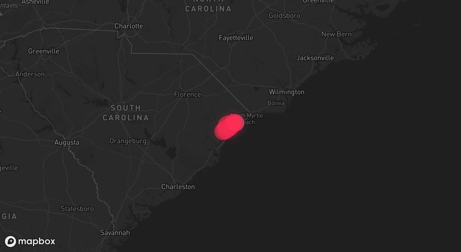 Storm map for the Horry County, SC area