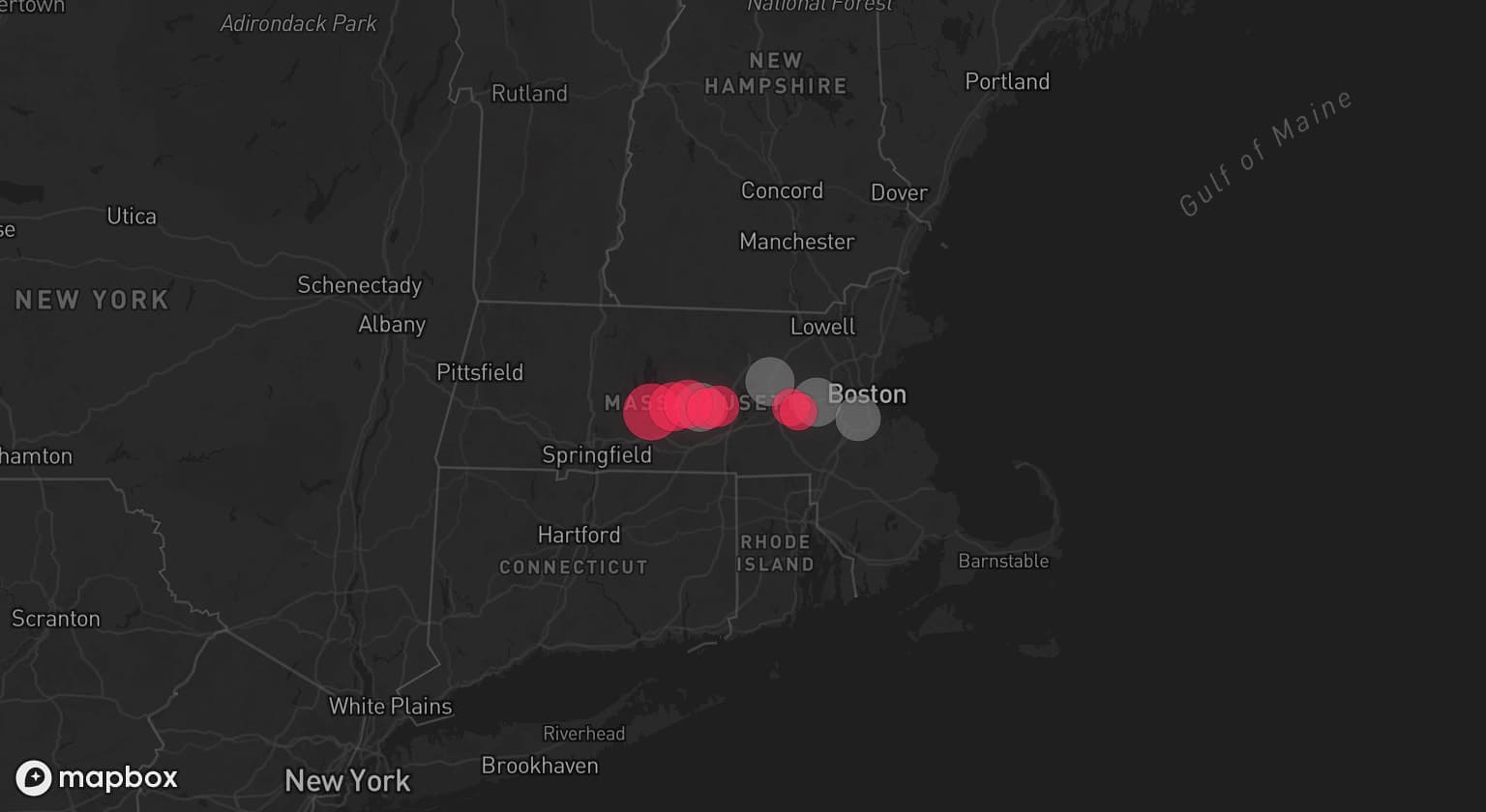 Storm map for 4 areas across Massachusetts