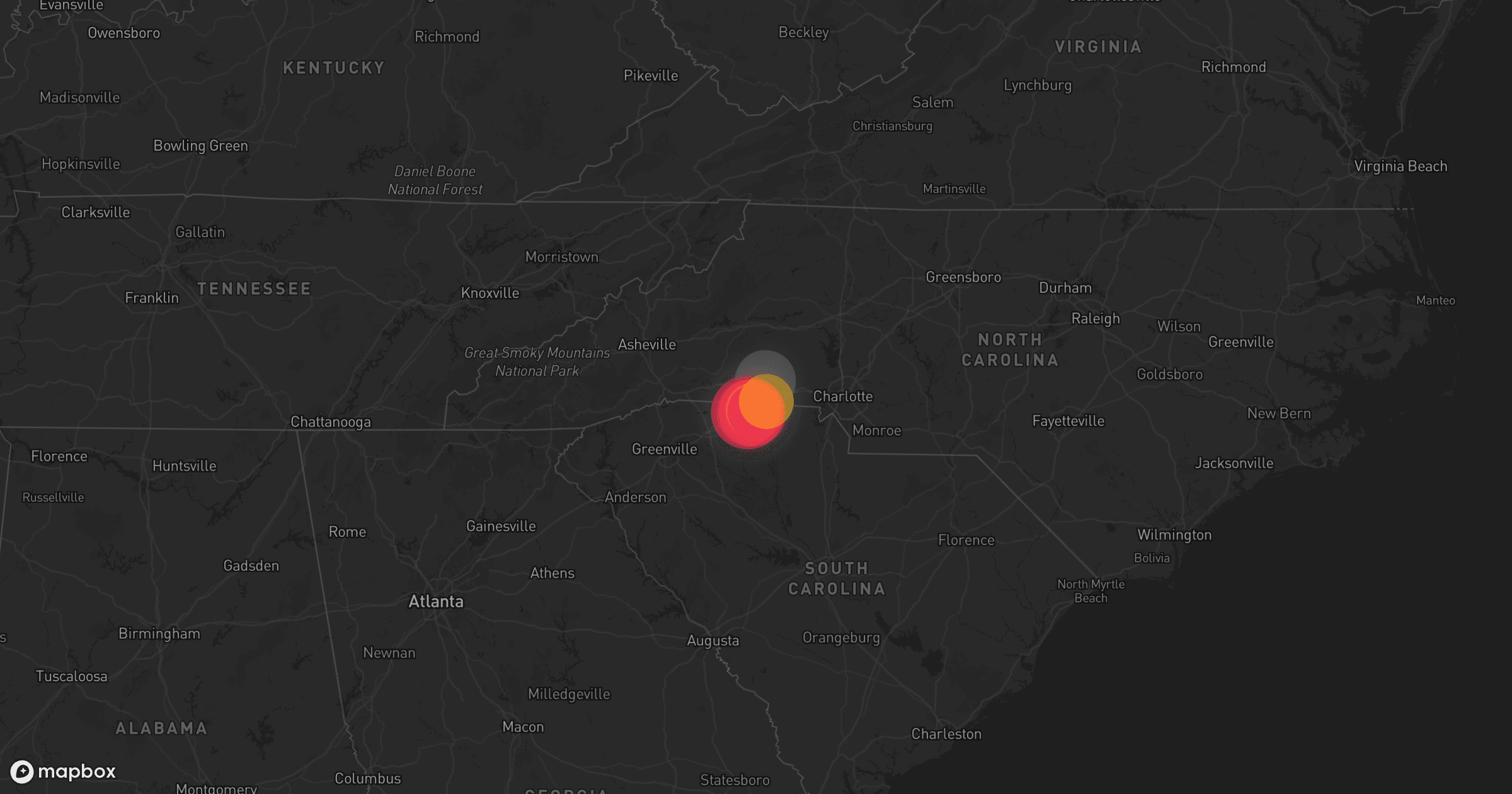 Storm map for the Cleveland County, NC area
