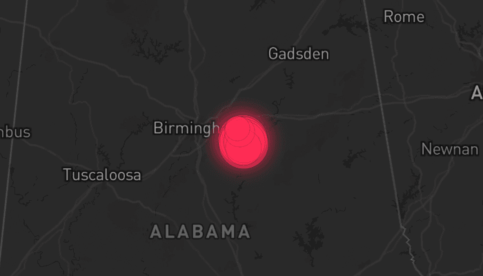 Storm map for the Hoover, AL area