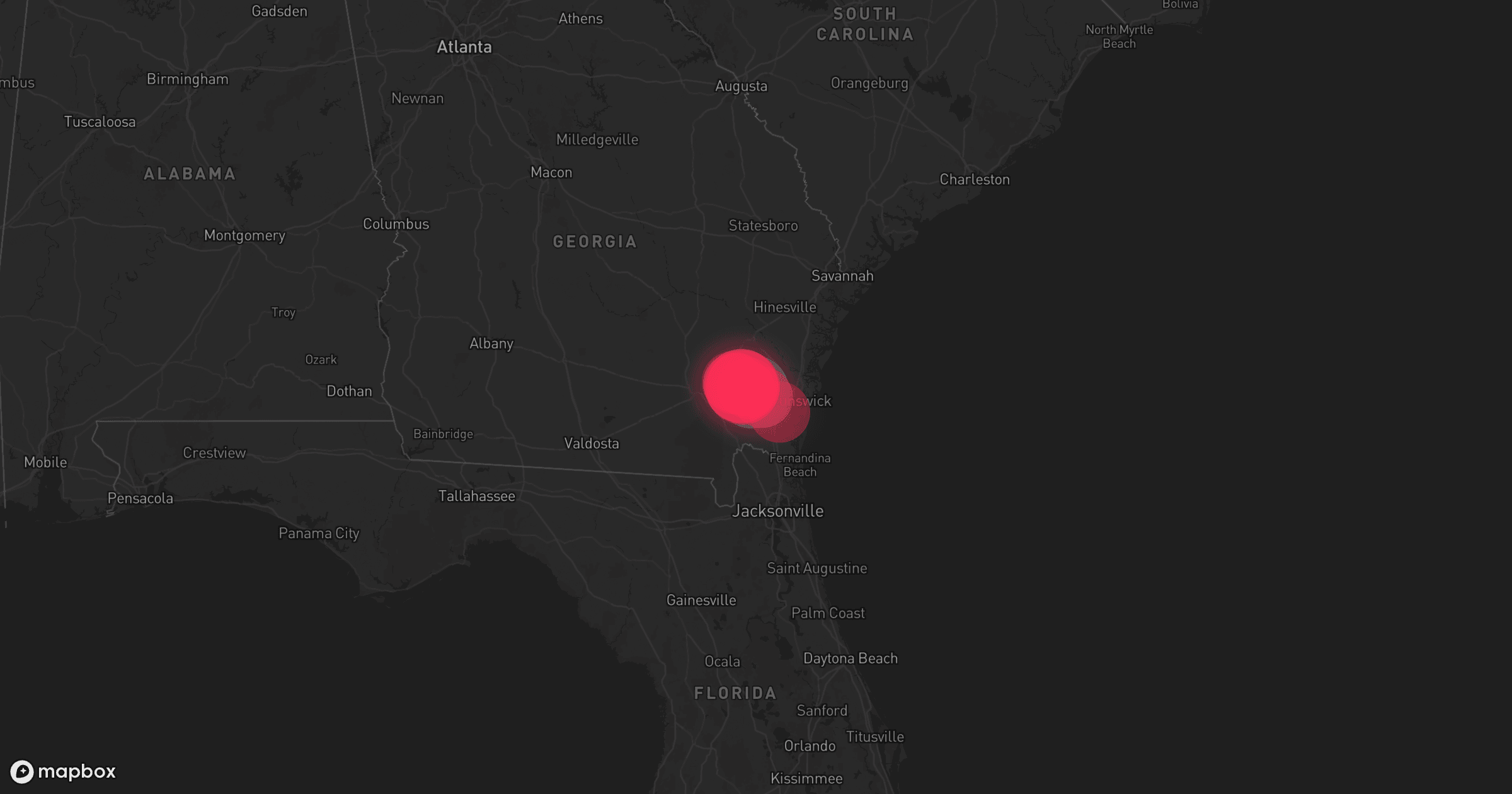 Storm map for the Brantley County, GA area