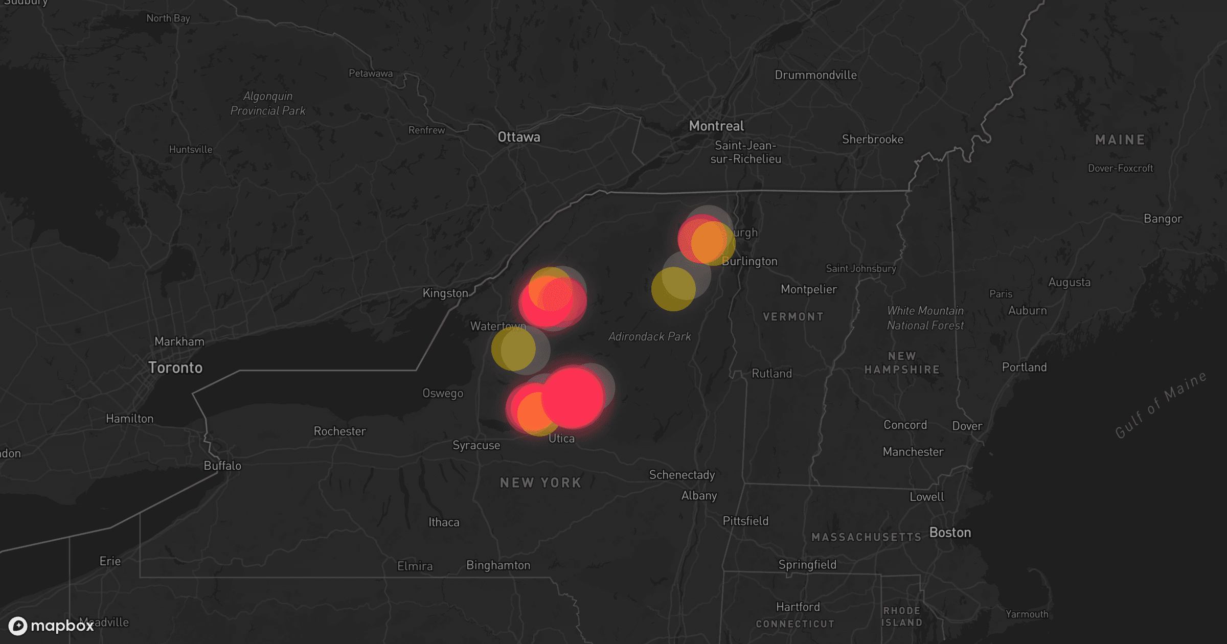 Storm map for 7 areas across New York