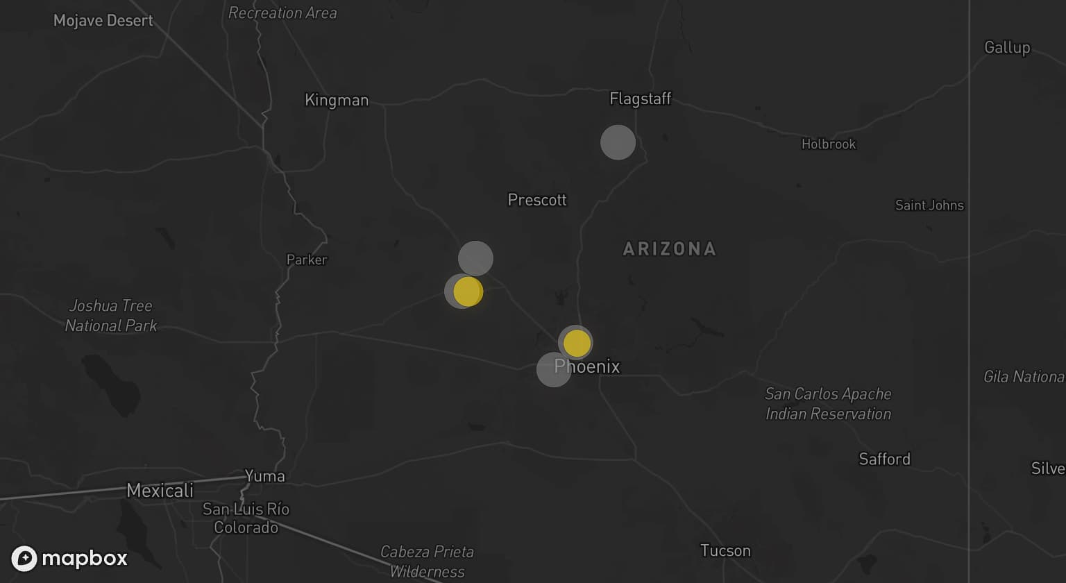 Storm map for 5 areas across Arizona