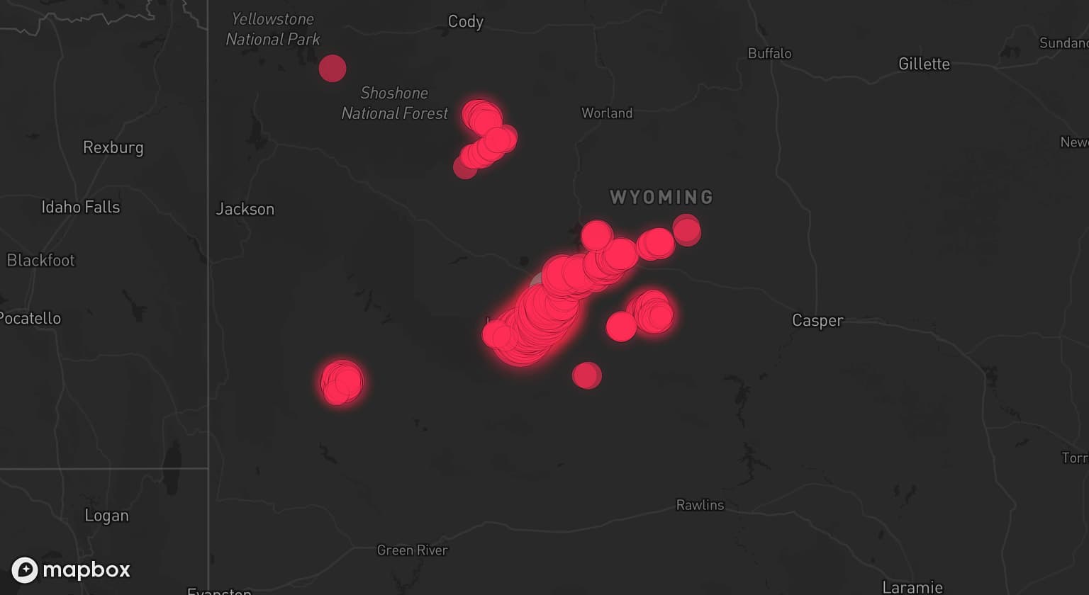 Storm map for 2 areas across Wyoming
