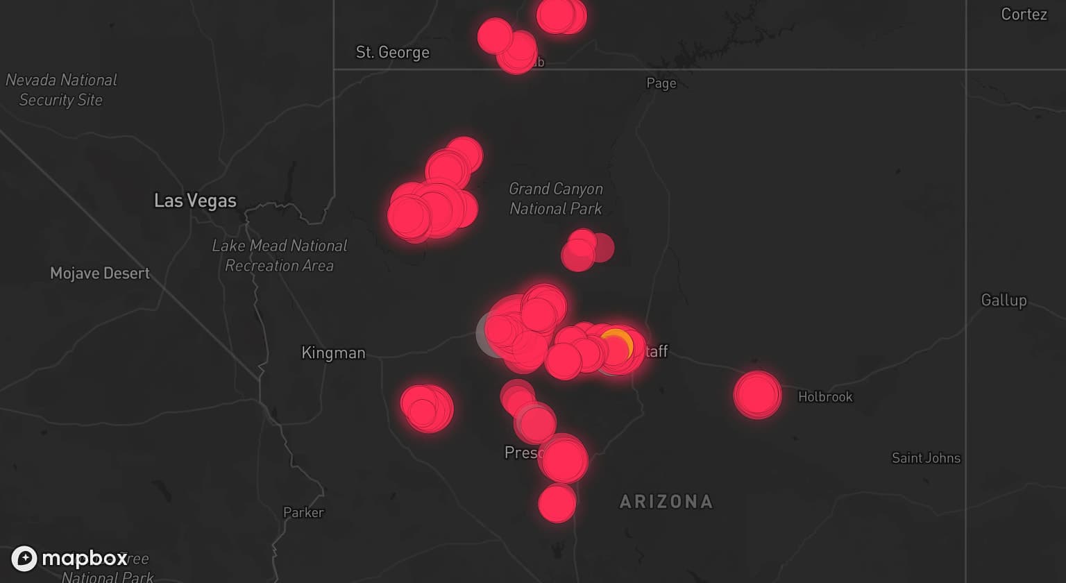 Storm map for 7 areas across Arizona