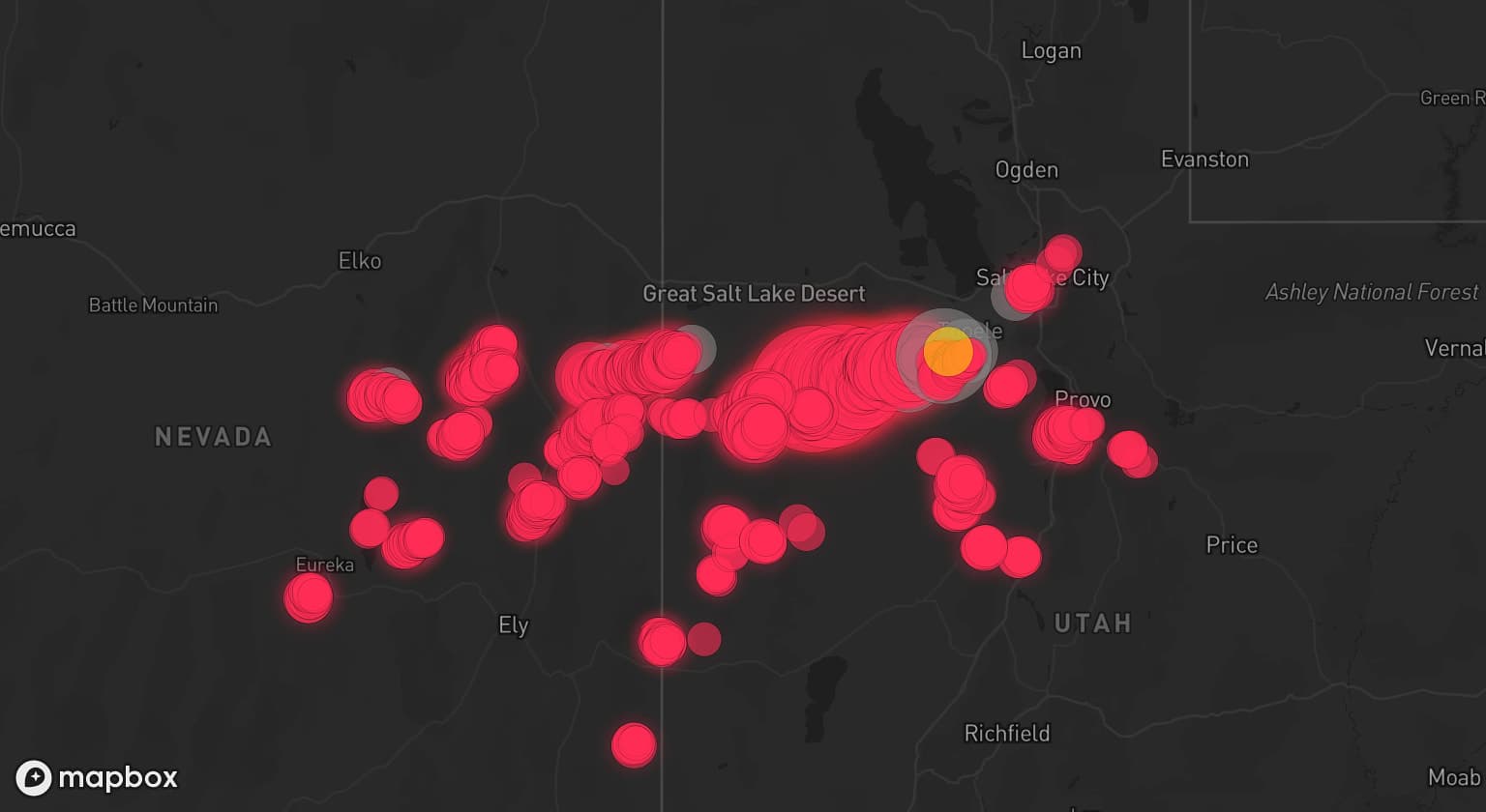 Storm map for 7 areas across Utah and Nevada