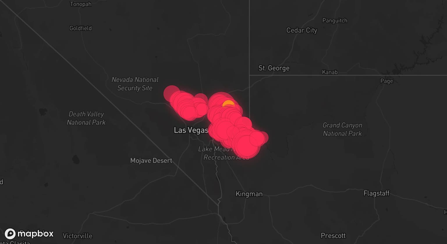 Storm map for 3 areas across Nevada and Arizona