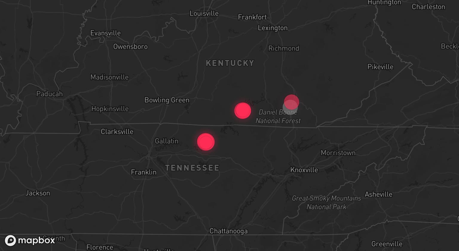 Storm map for the Whitley County, KY area