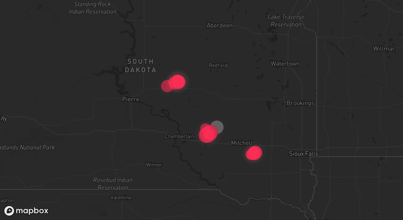 Storm map for the Jerauld County, SD area