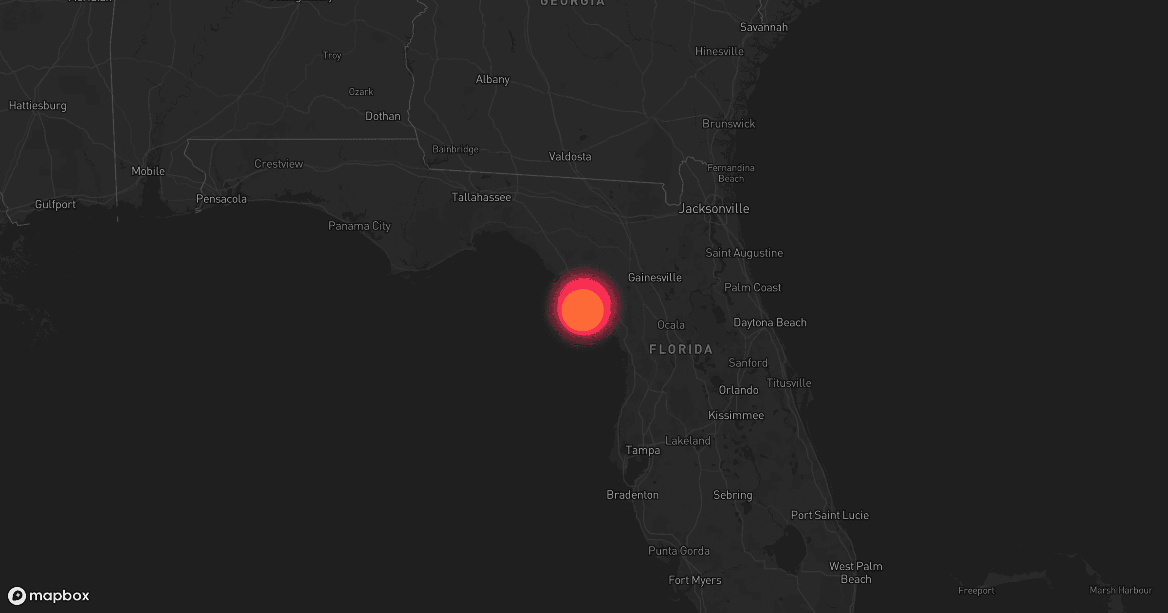 Storm map for the Dixie County, FL area