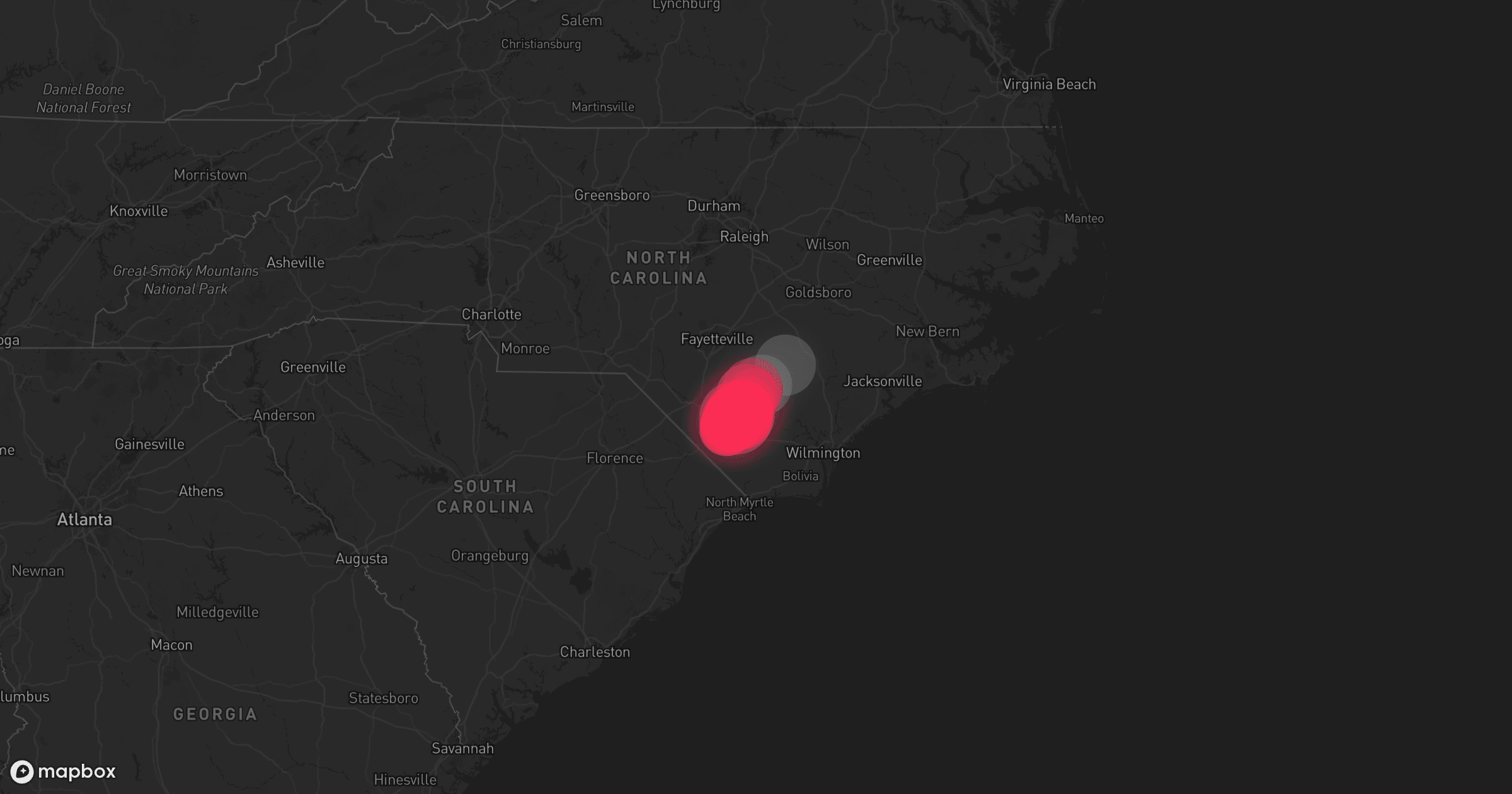 Storm map for 2 areas across North Carolina
