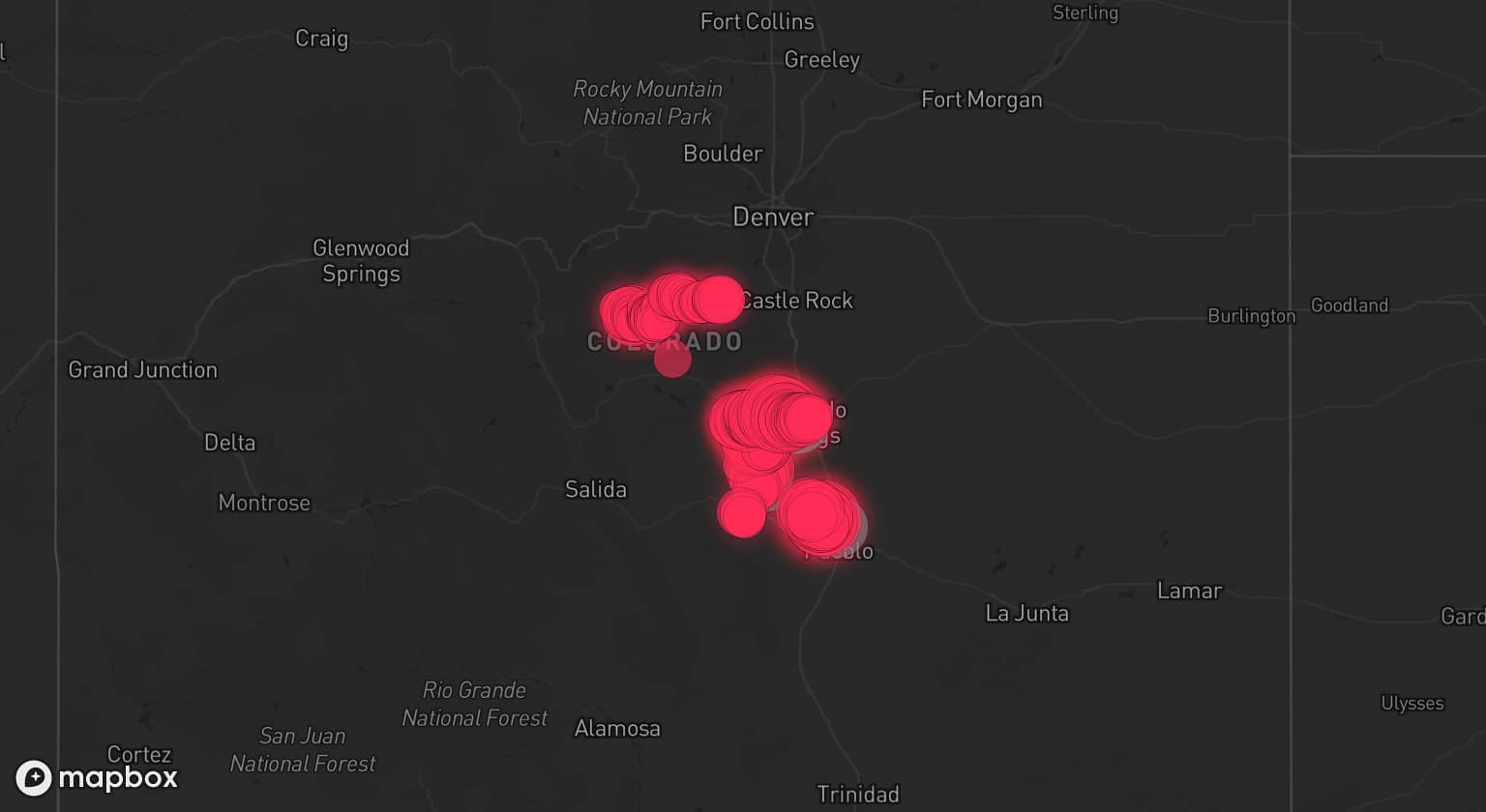Storm map for 6 areas across Colorado