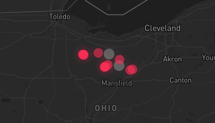 Storm map for 2 areas across Ohio