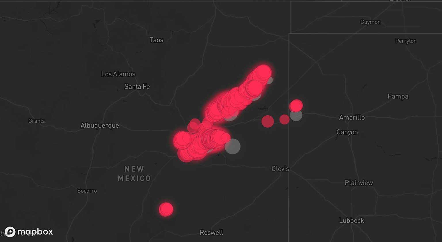 Storm map for 6 areas across New Mexico and Texas
