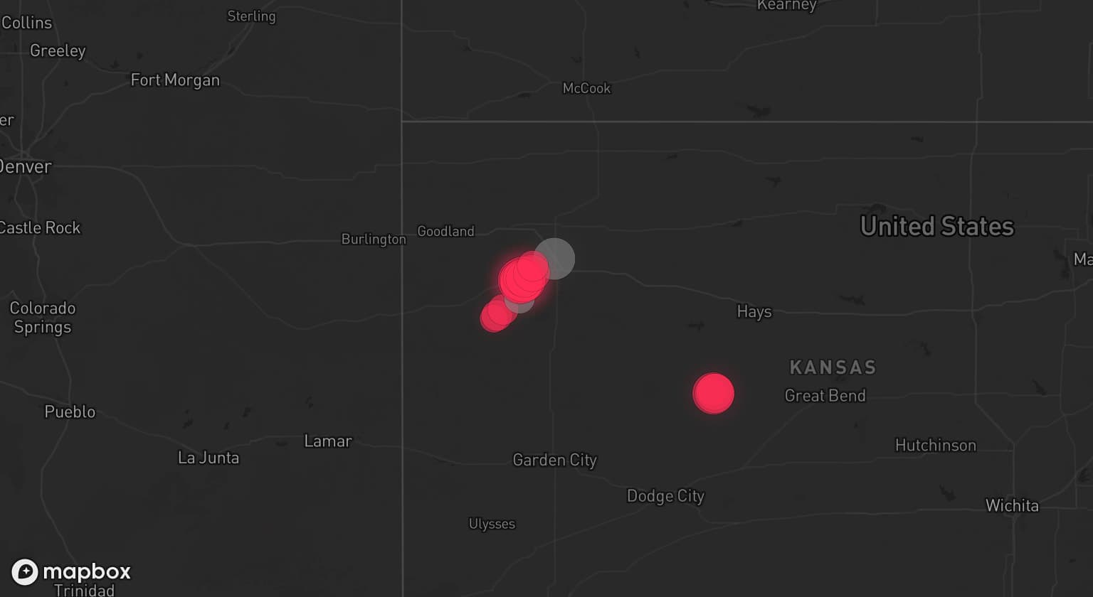 Storm map for 2 areas across Kansas