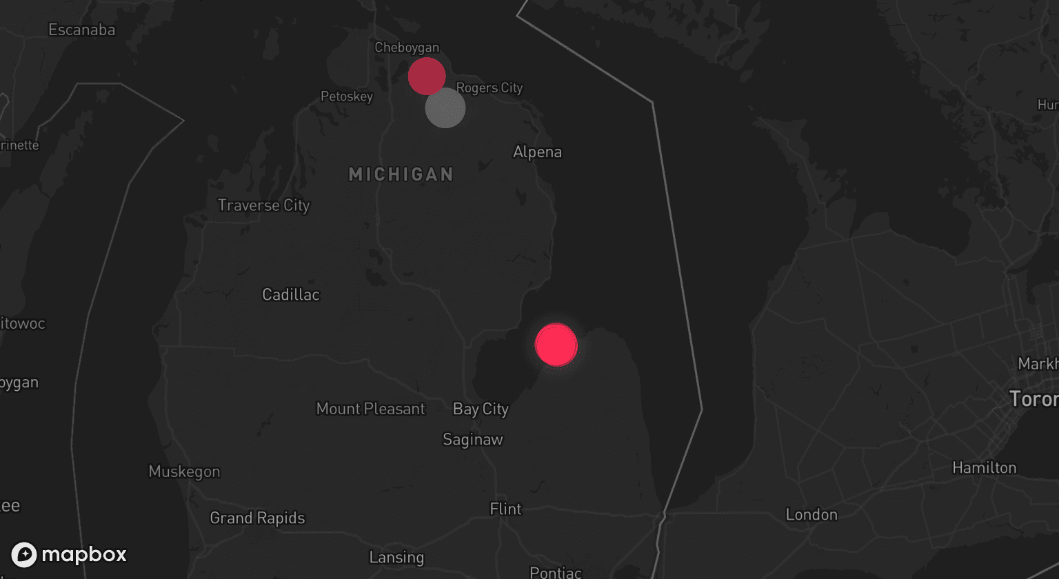 Storm map for the Onaway, MI area