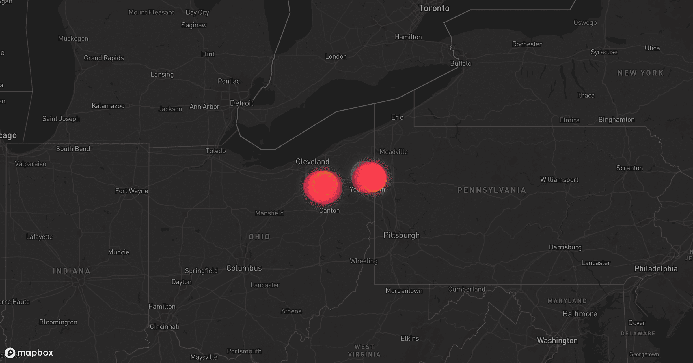 Storm map for 2 areas across Ohio