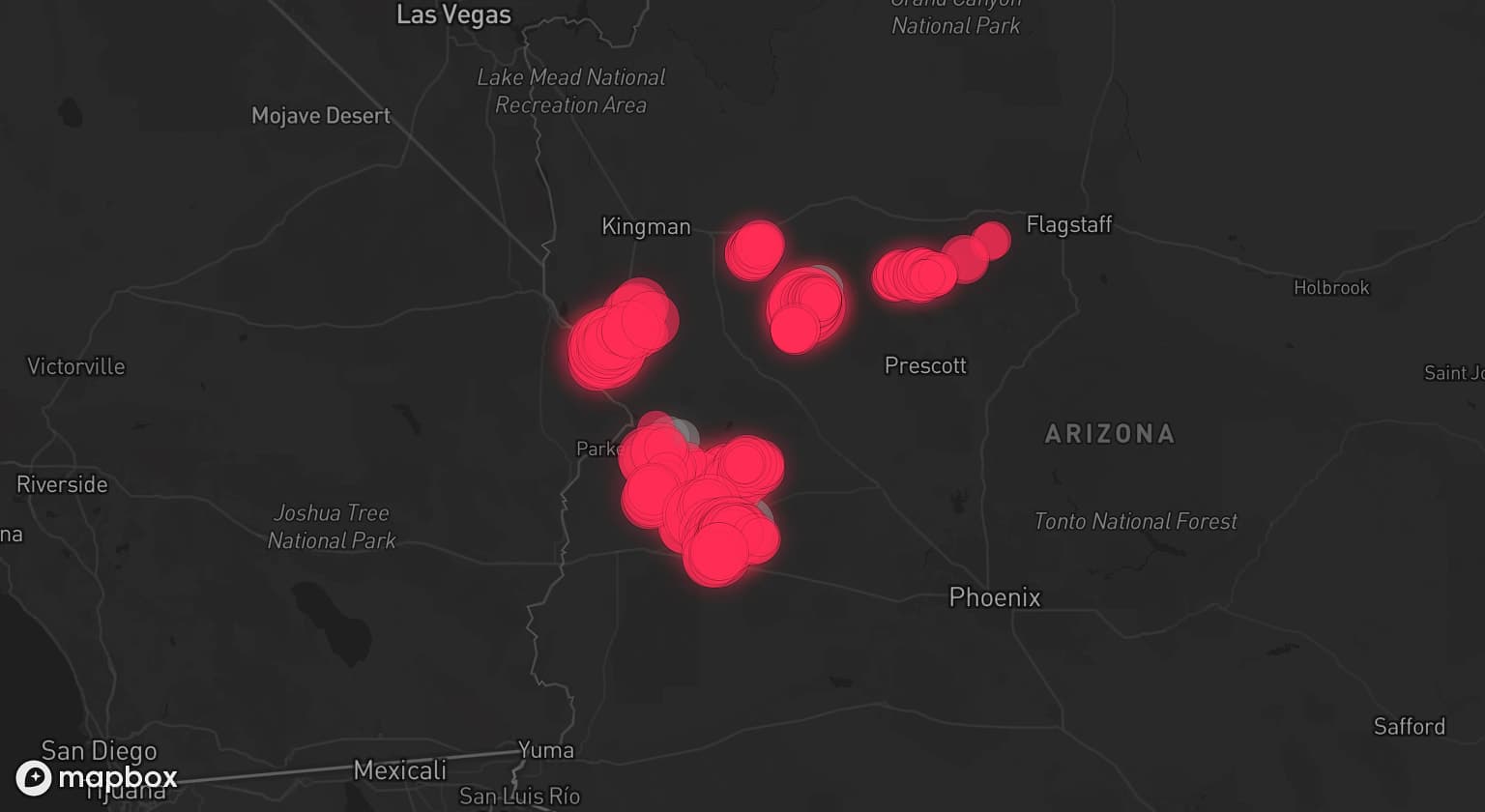 Storm map for 6 areas across Arizona