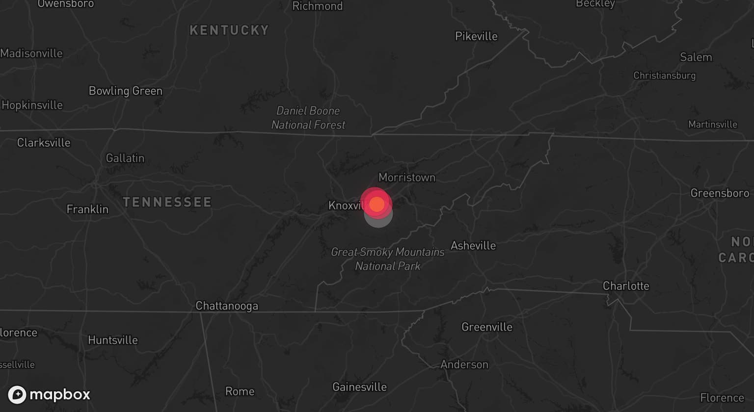 Storm map for the Knoxville, TN area