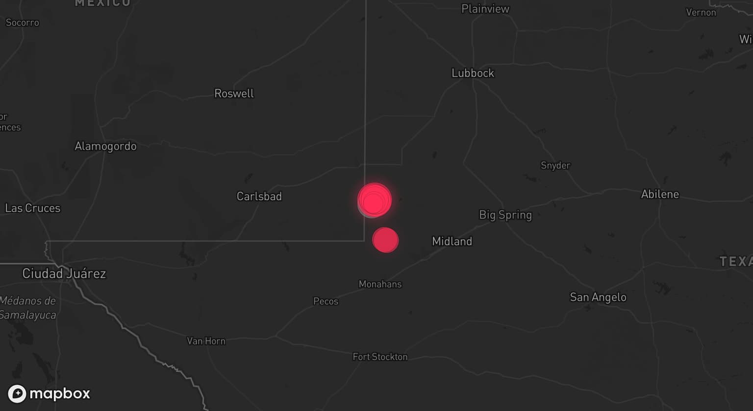 Storm map for the Andrews County, TX area