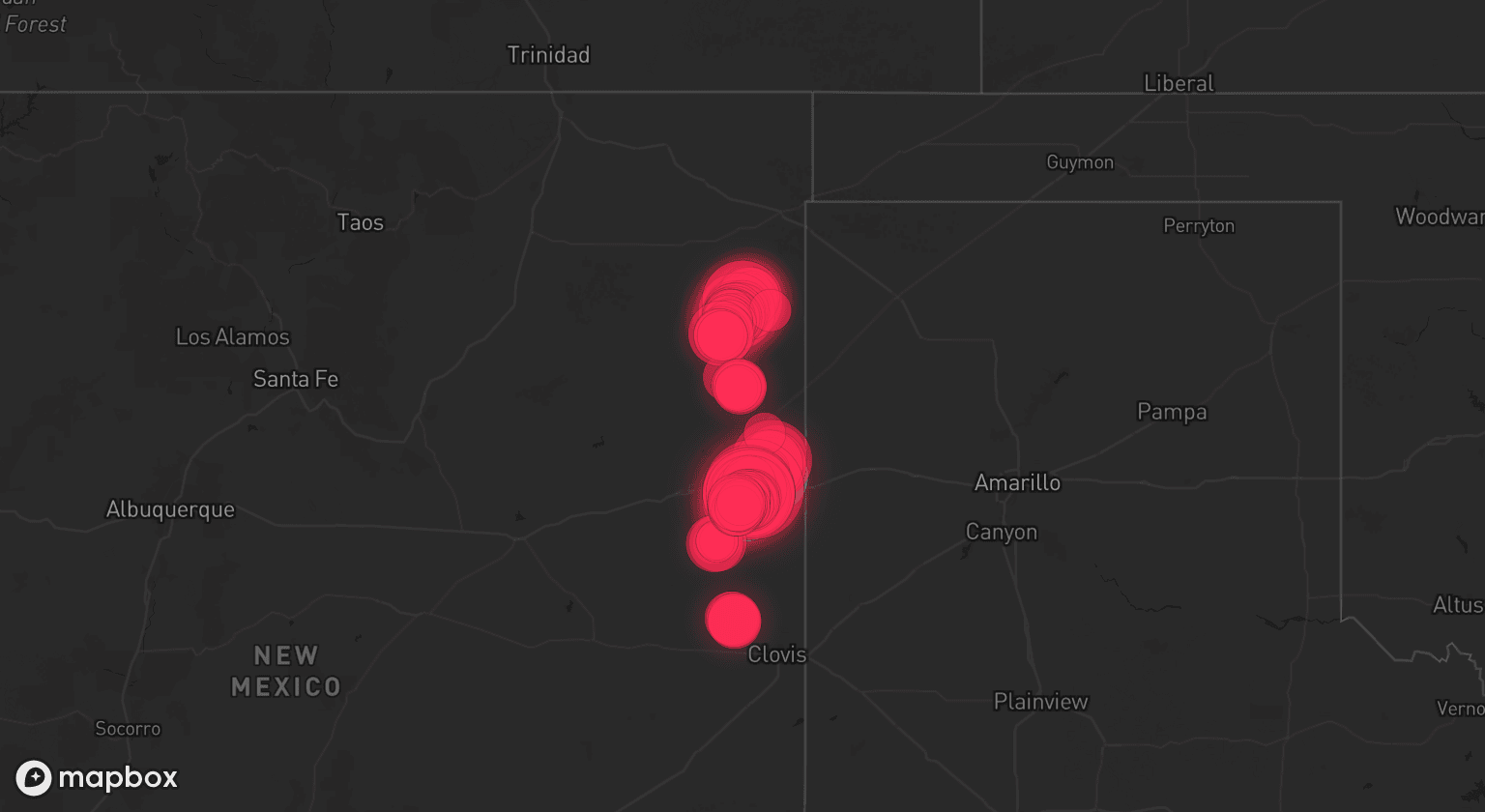 Storm map for 3 areas across New Mexico