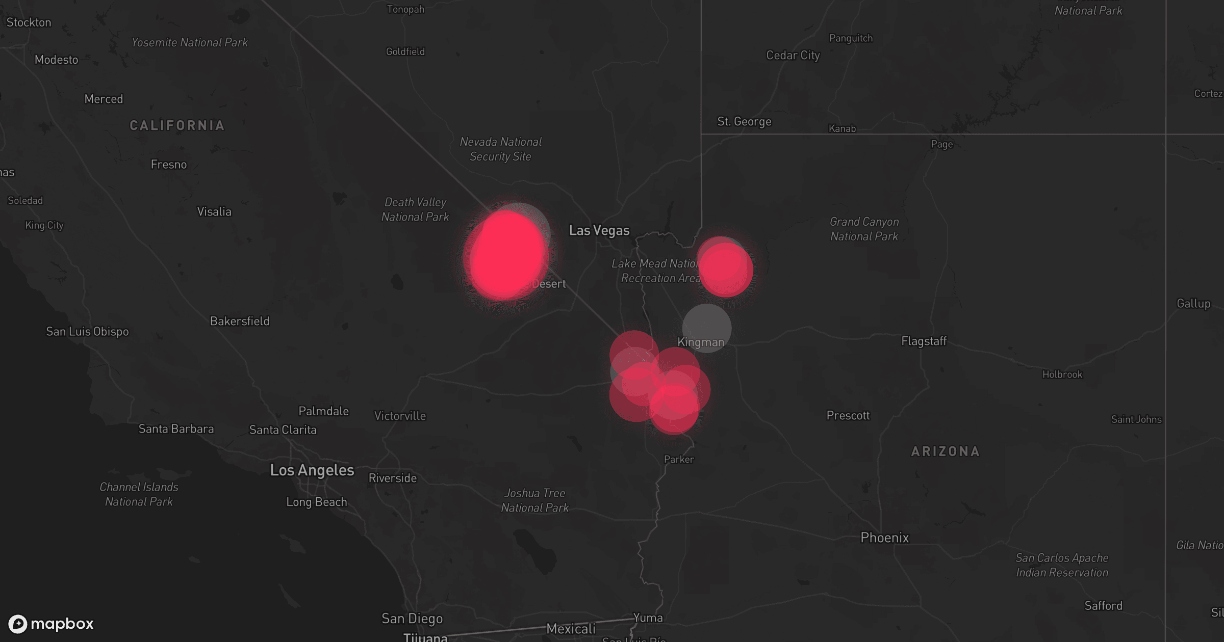 Storm map for 6 areas across California, Nevada, and Arizona