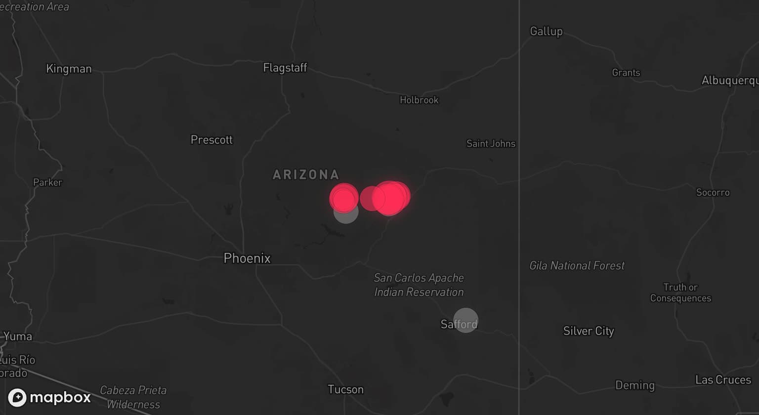 Storm map for 3 areas across Arizona