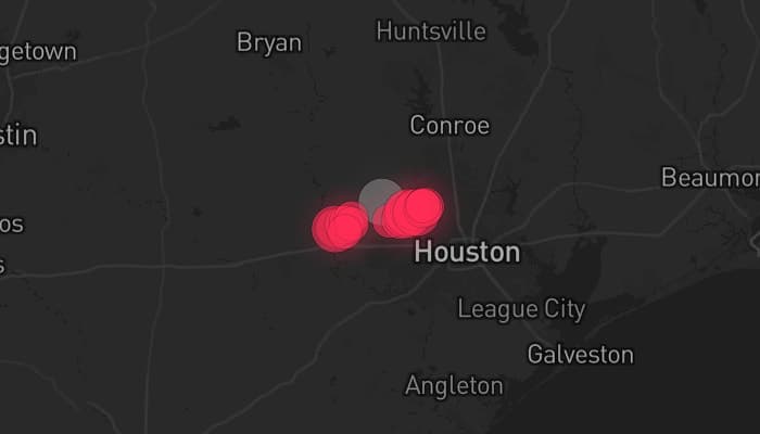 Storm map for the Harris County, TX area