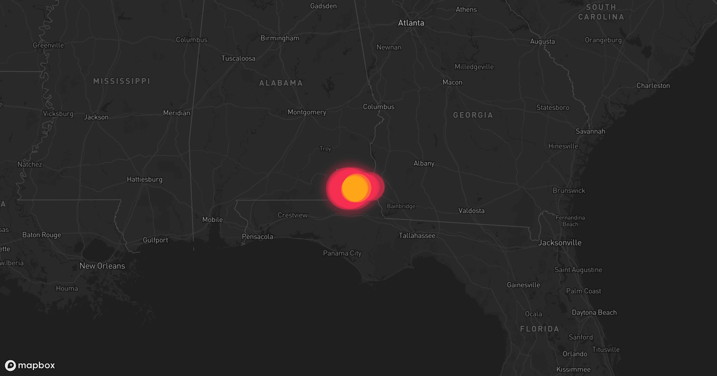 Storm map for the Dothan, AL area