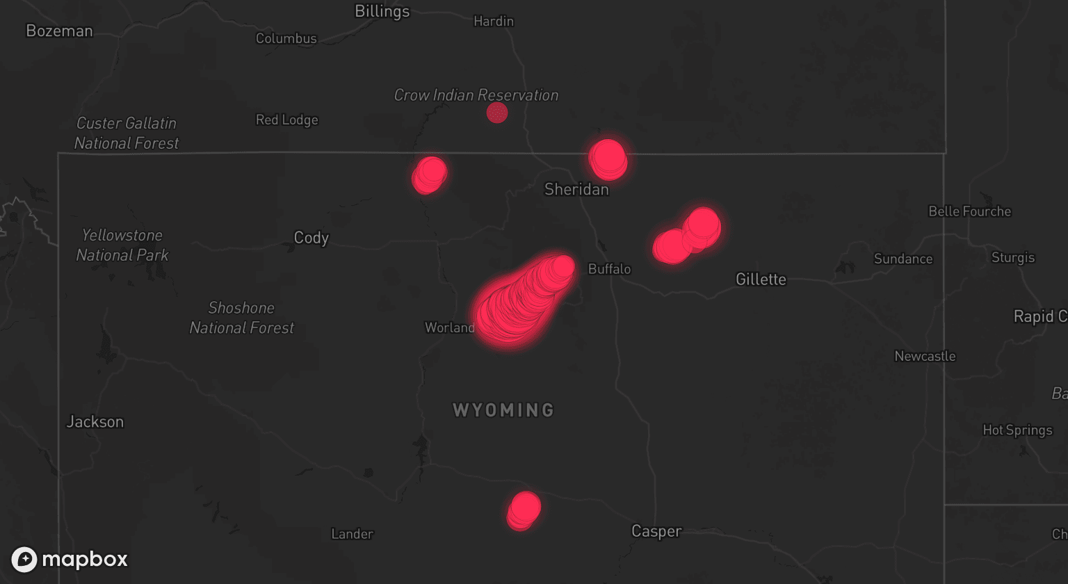 Storm map for the Washakie County, WY area