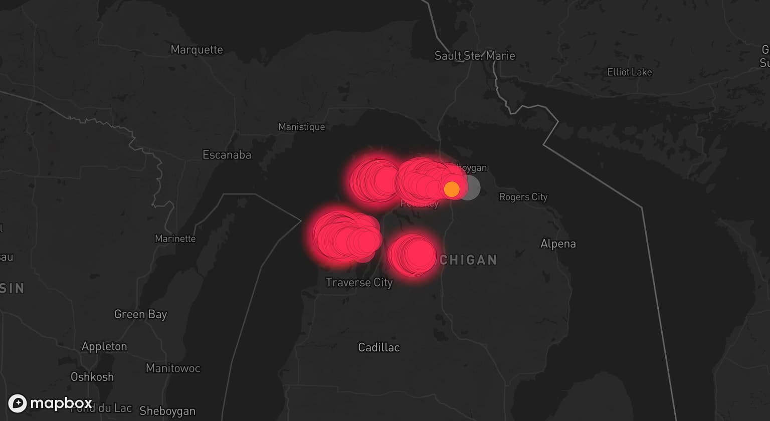 Storm map for 4 areas across Michigan