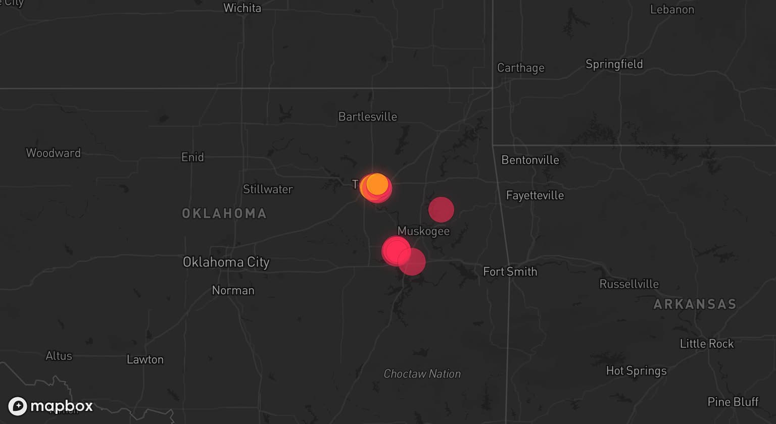 Storm map for the Broken Arrow, OK area