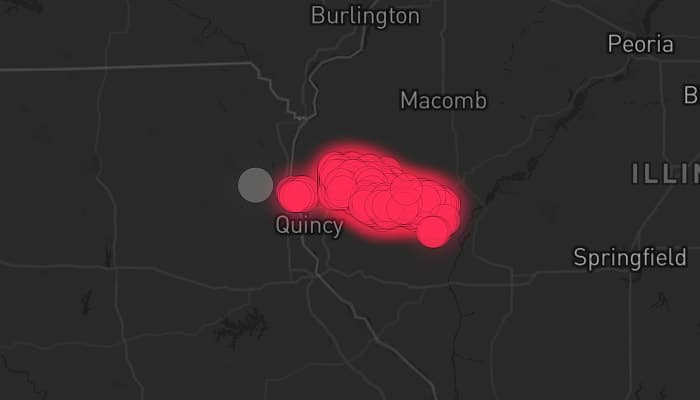 Storm map for 2 areas across Illinois and Missouri