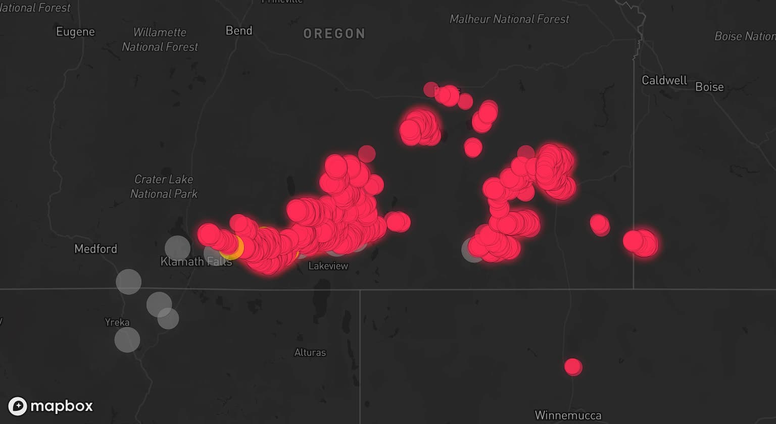 Storm map for 10 areas across Oregon and California