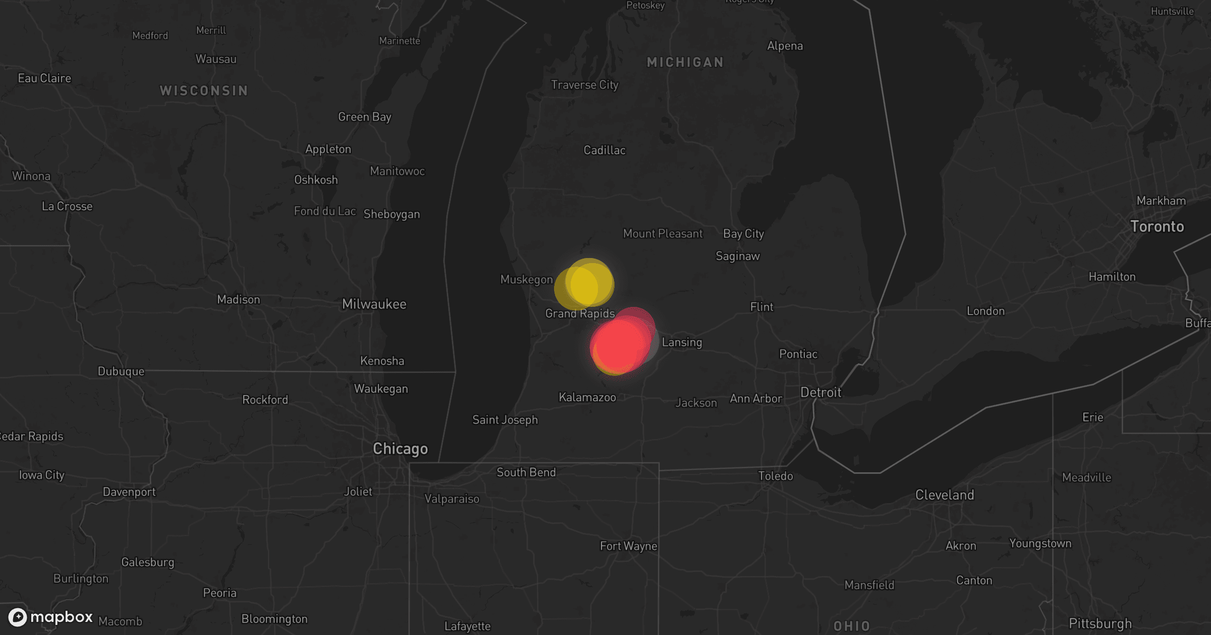 Storm map for 4 areas across Michigan