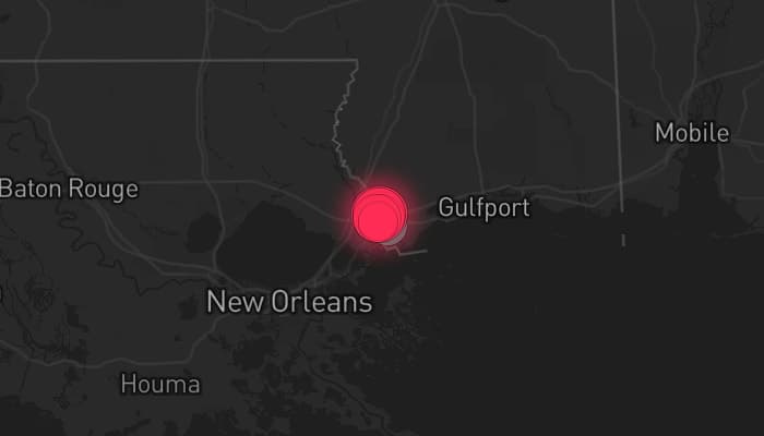 Storm map for the Hancock County, MS area