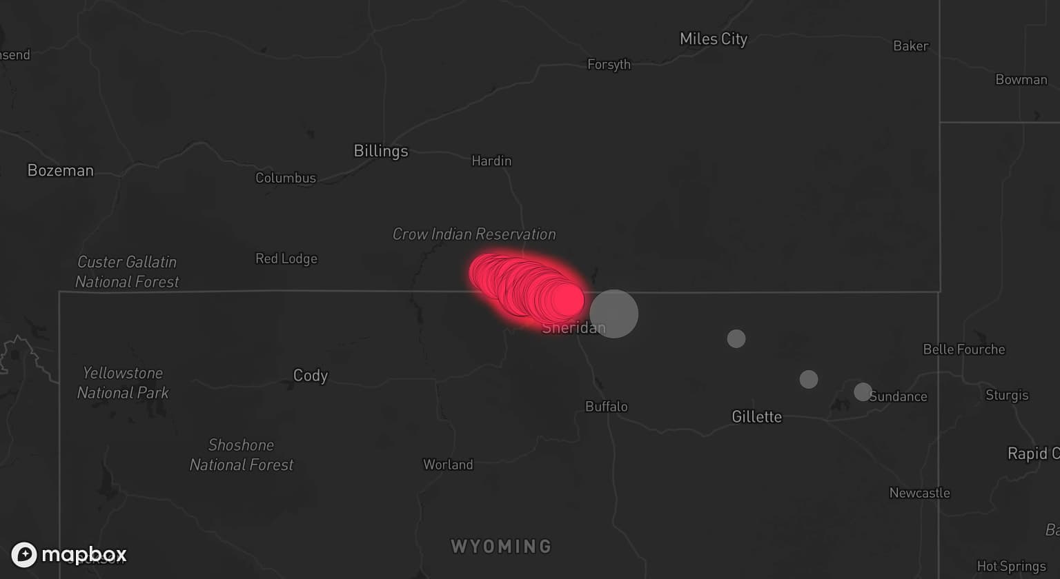 Storm map for 5 areas across Wyoming and Montana