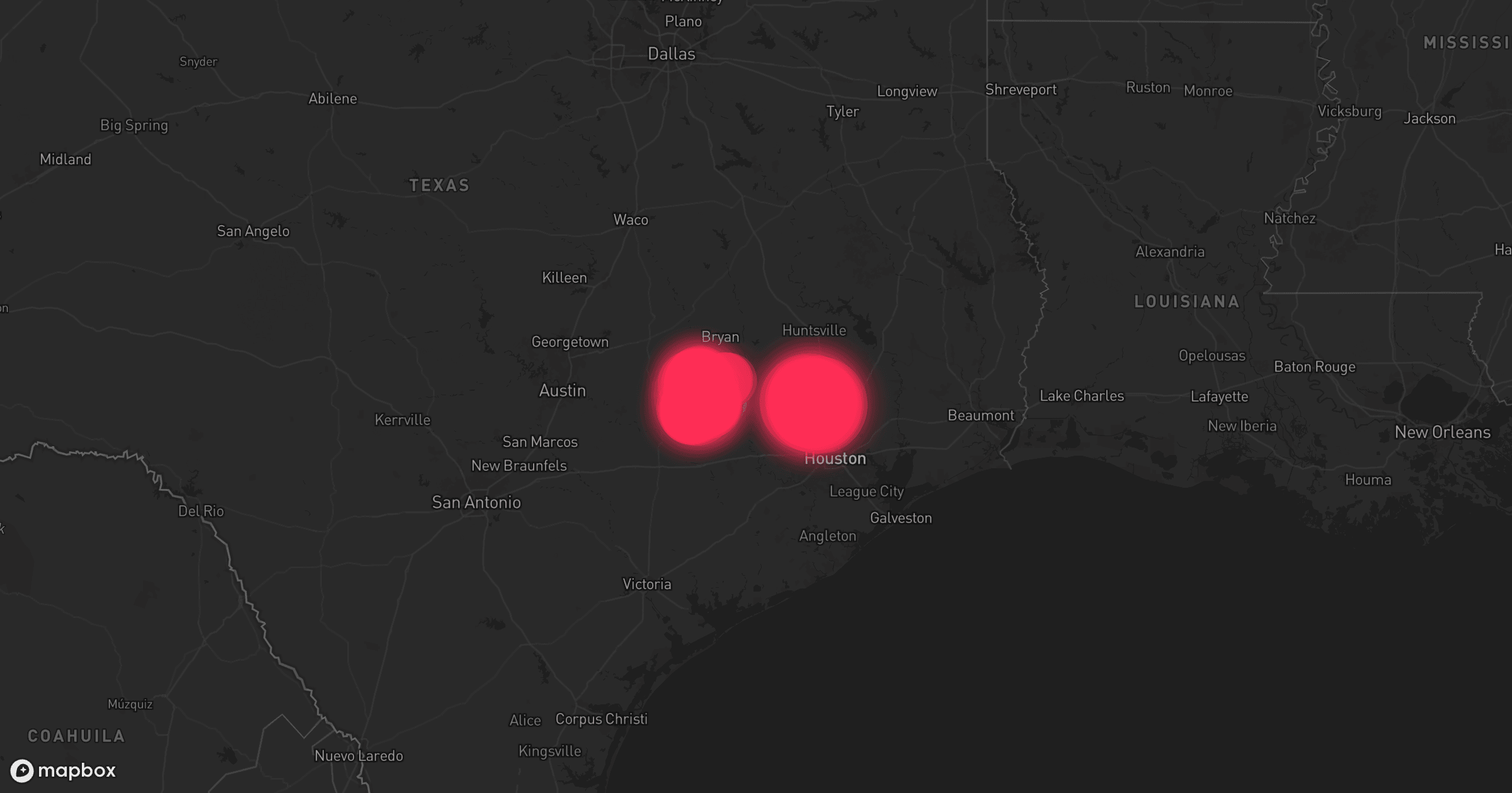 Storm map for 2 areas across Texas