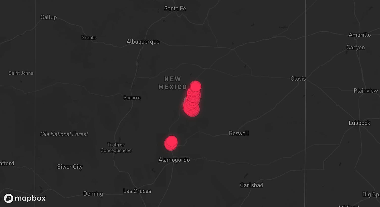 Storm map for the Lincoln County, NM area