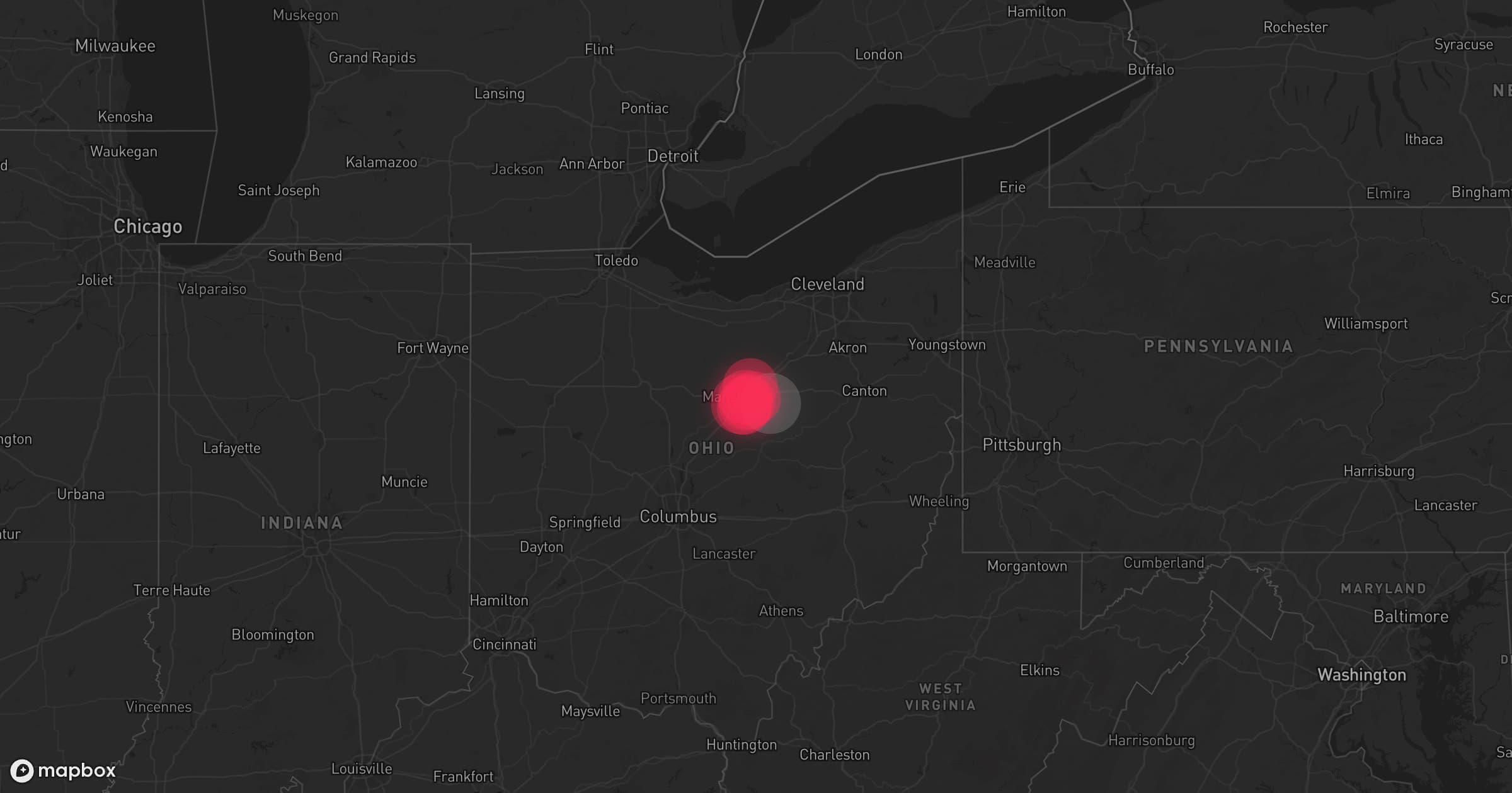 Storm map for the Ashland County, OH area