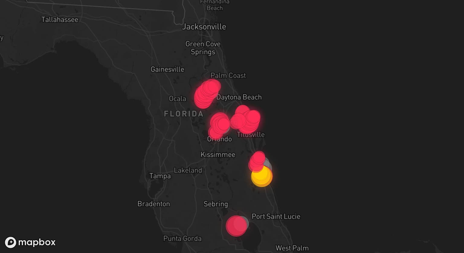 Storm map for 7 areas across Florida