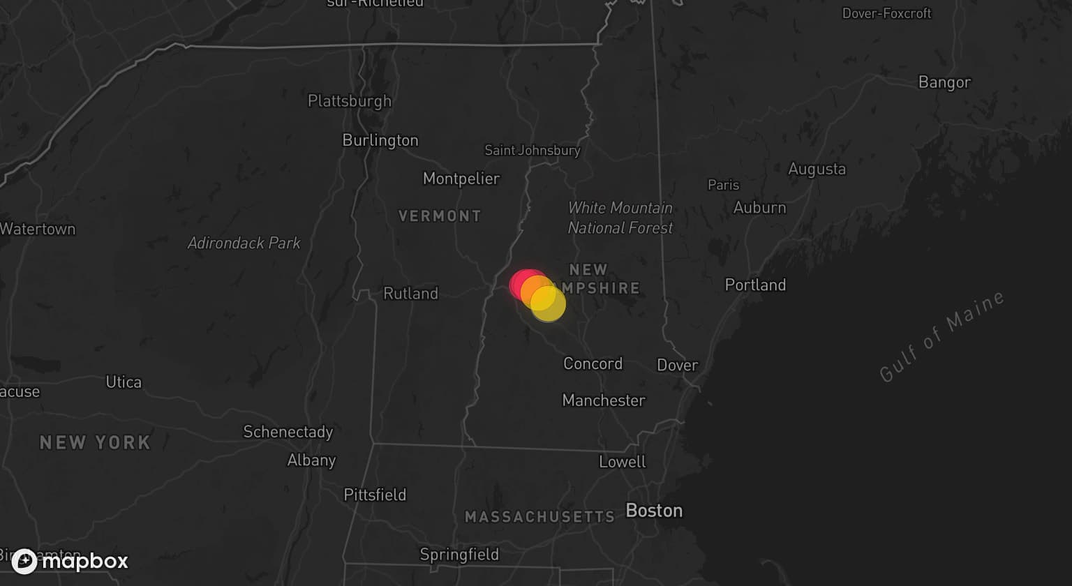 Storm map for the Merrimack County, NH area