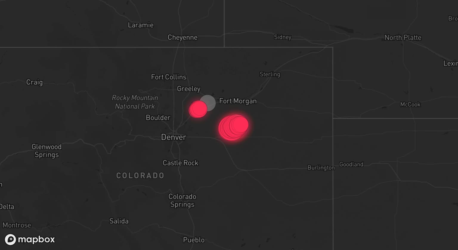 Storm map for 2 areas across Colorado