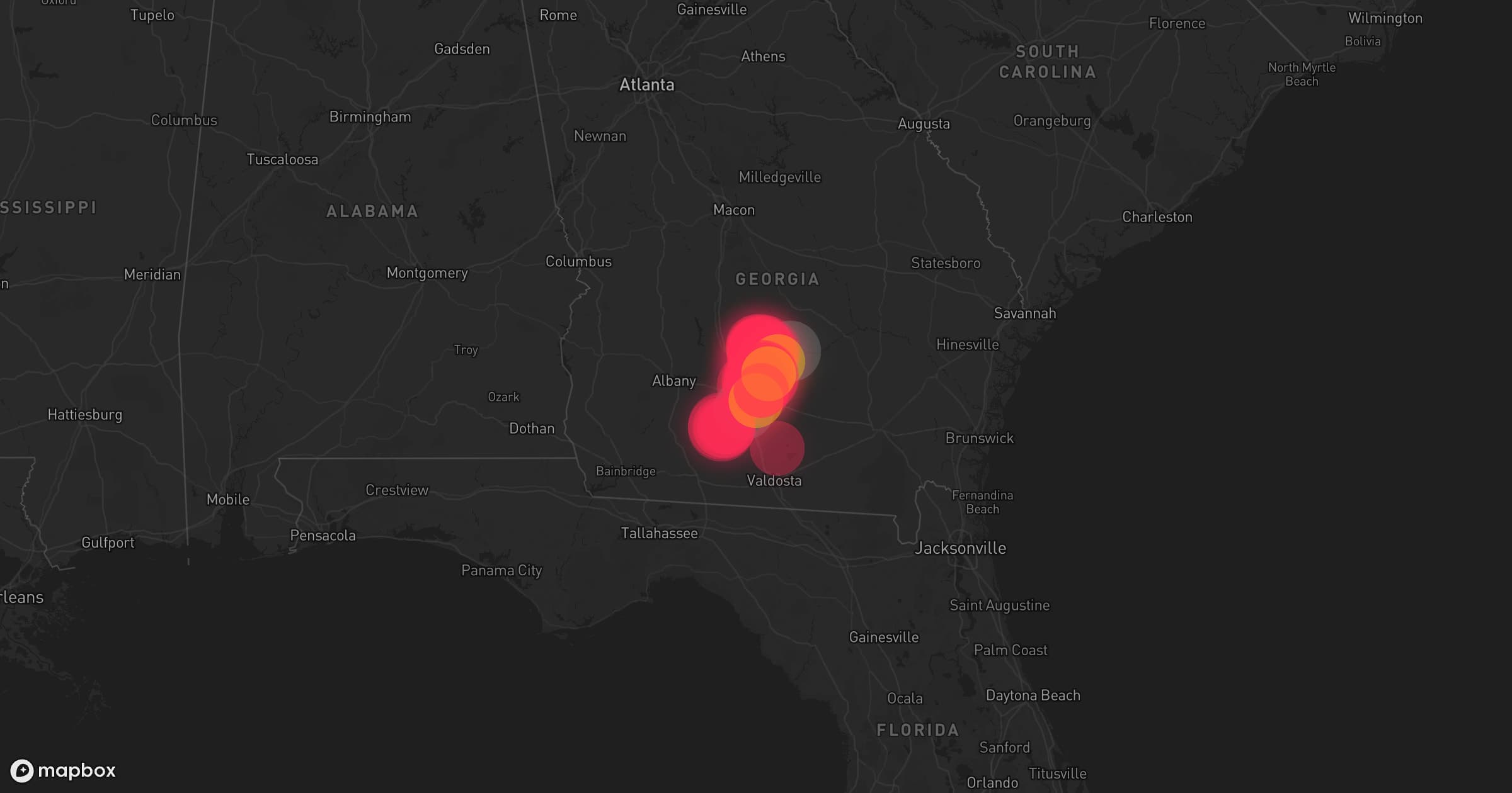 Storm map for 2 areas across Georgia