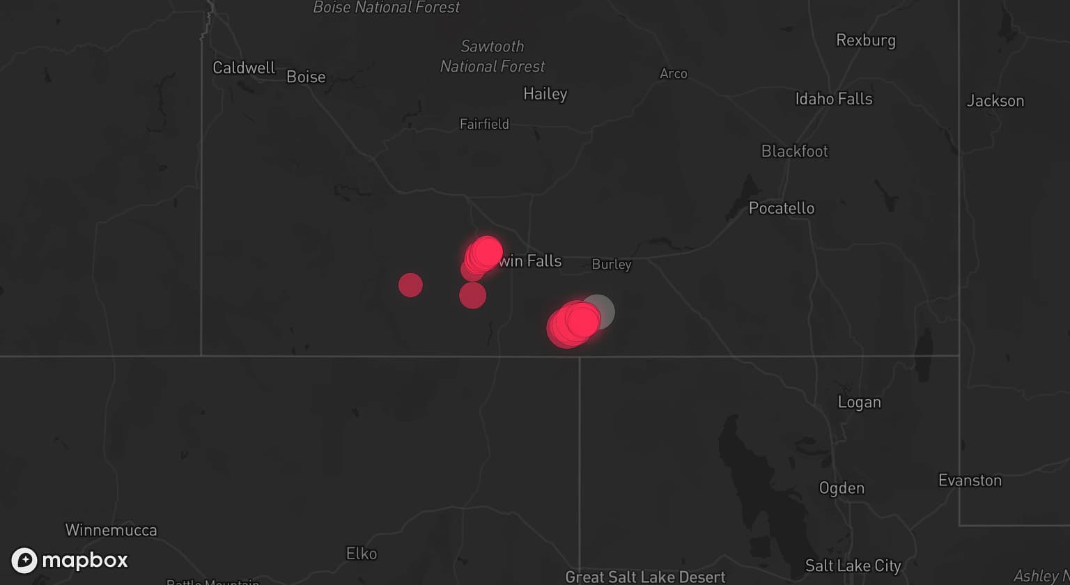 Storm map for the Cassia County, ID area