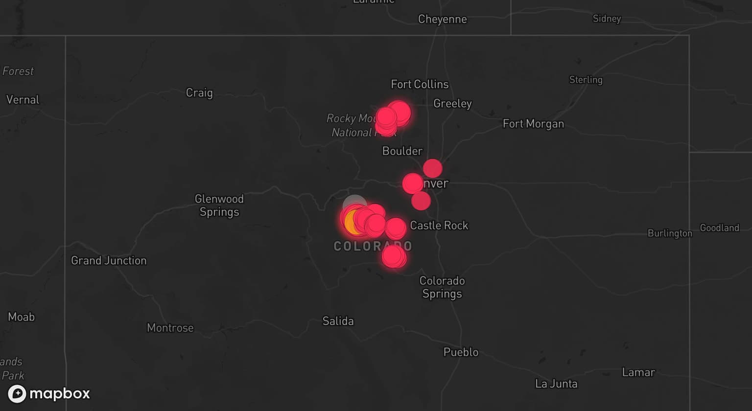 Storm map for the Park County, CO area