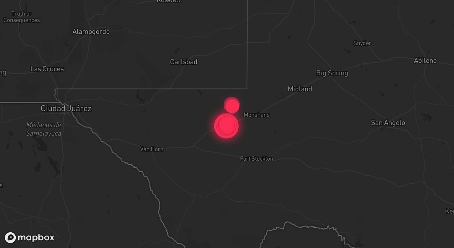 Storm map for the Reeves County, TX area