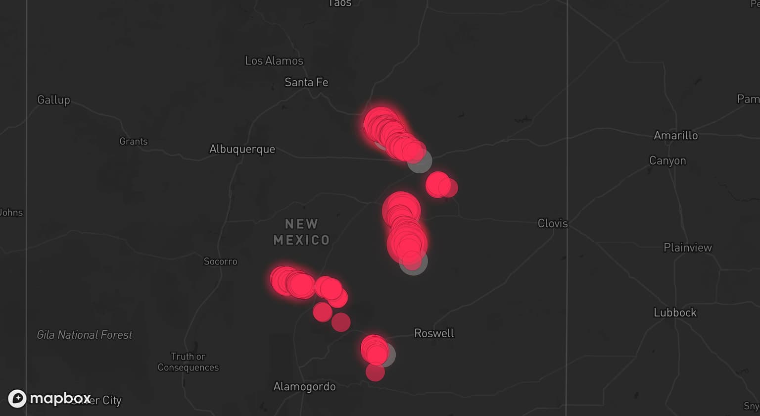 Storm map for 5 areas across New Mexico