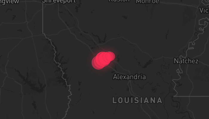 Storm map for the Grant County, LA area